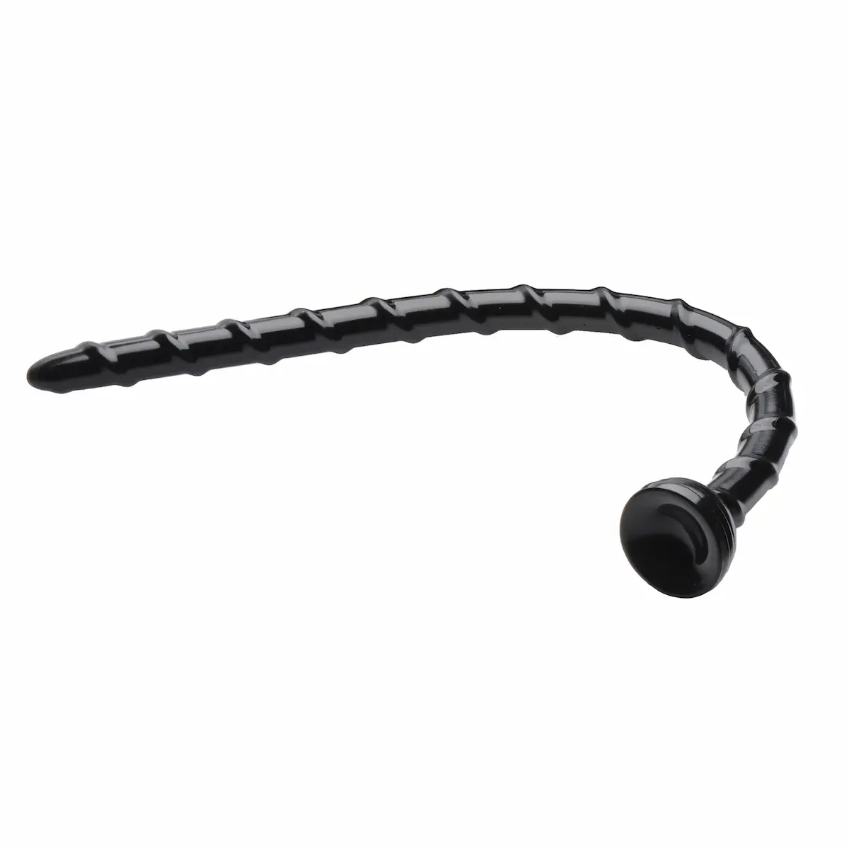 Black flexible cable with ribbed texture