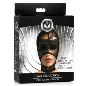 Lace Seduction, lace bondage hood packaging