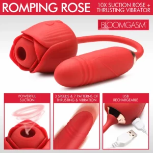 Red multifunctional suction and thrusting vibrator with USB.