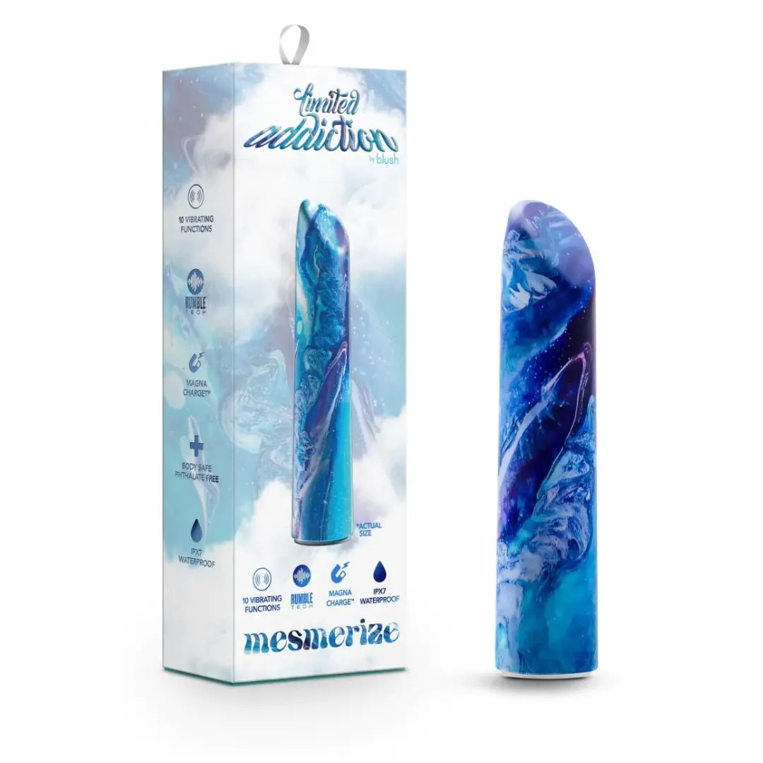 Blue vibrator with packaging, limited edition, waterproof.