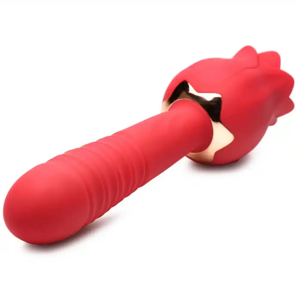 Bloomgasm Racy Rose Thrusting & Licking Stimulator - Red - Image 6