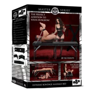 Extreme bondage massage bed packaging.