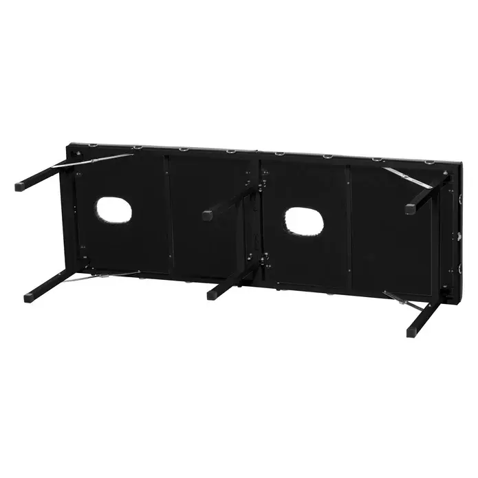 Black folding massage table upside down view