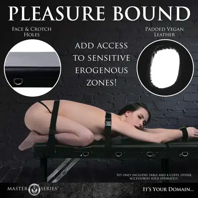 Bondage table with padded vegan leather.