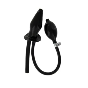 Black inflatable latex butt plug with pump