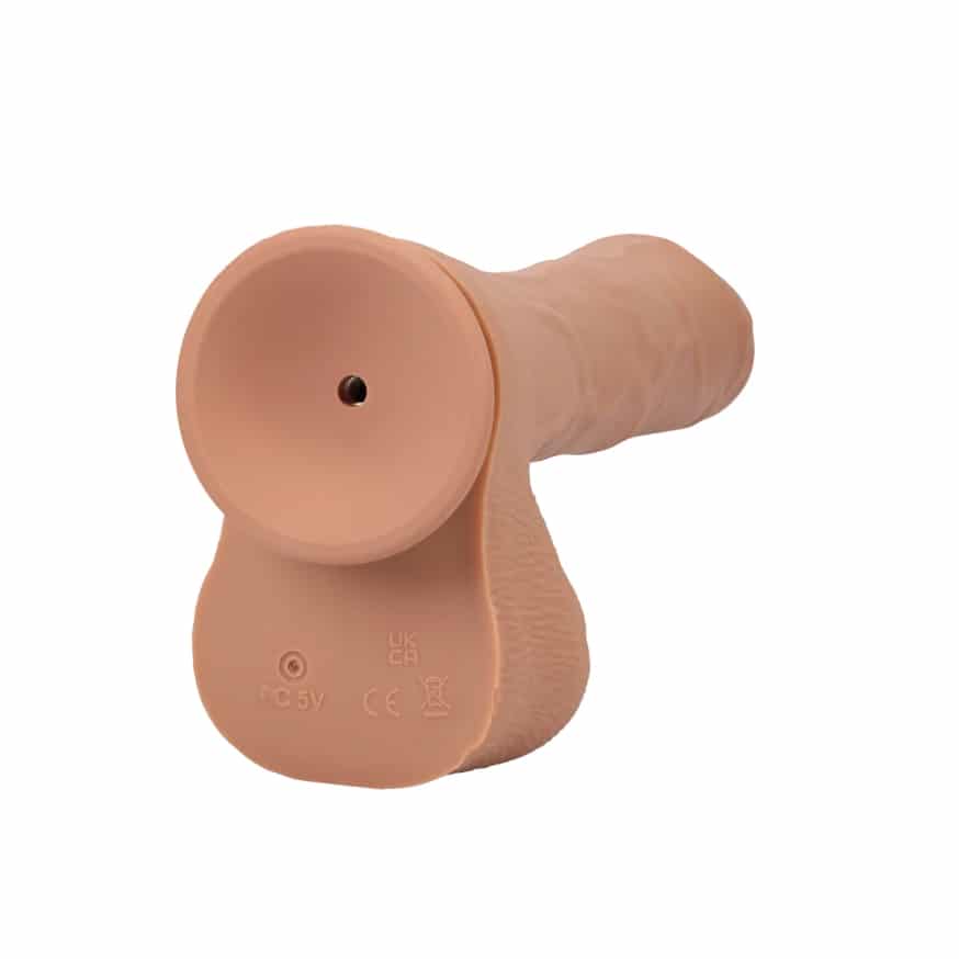 Back view showing the suction cup side of a Realistic dildo.