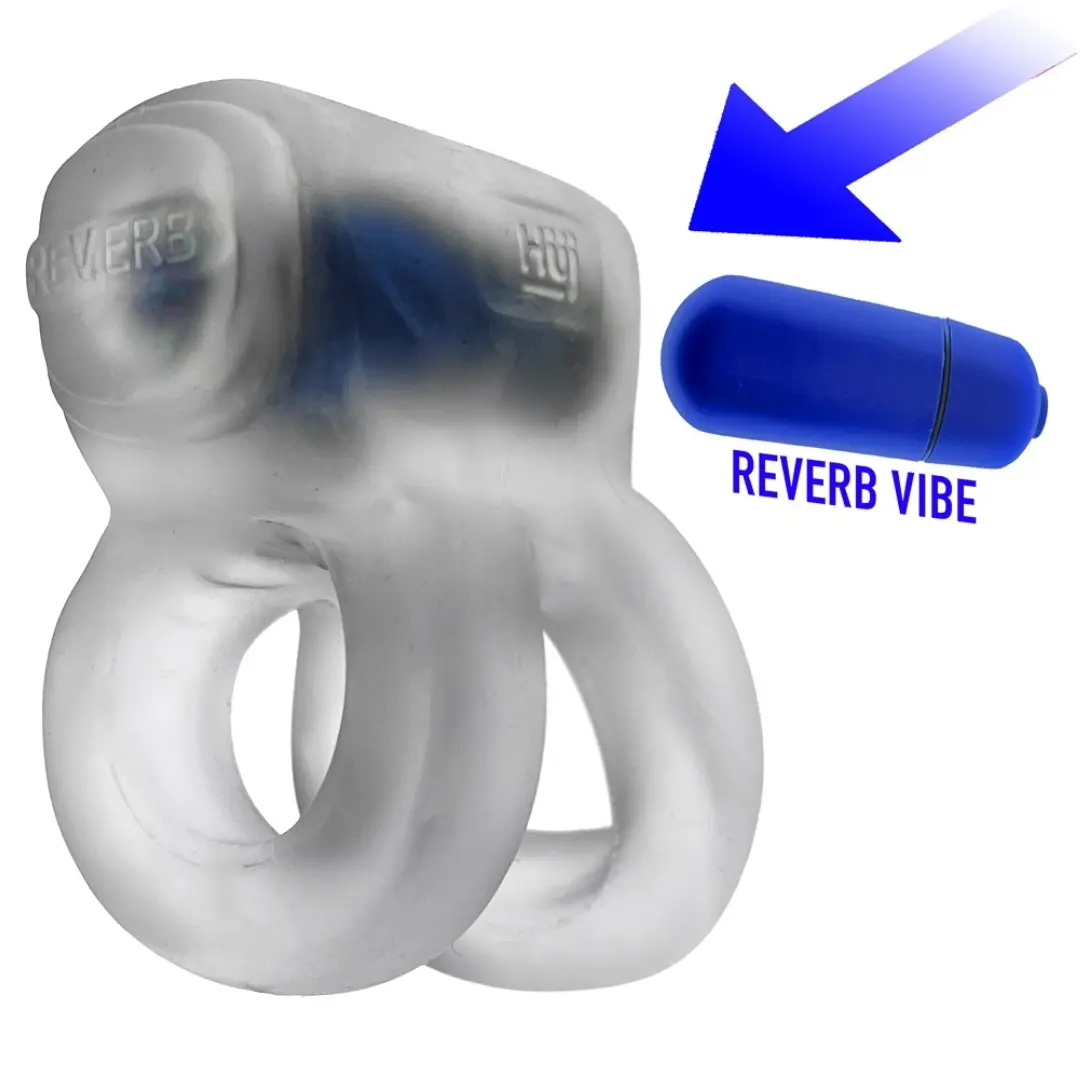Silver double ring with blue vibrating bullet