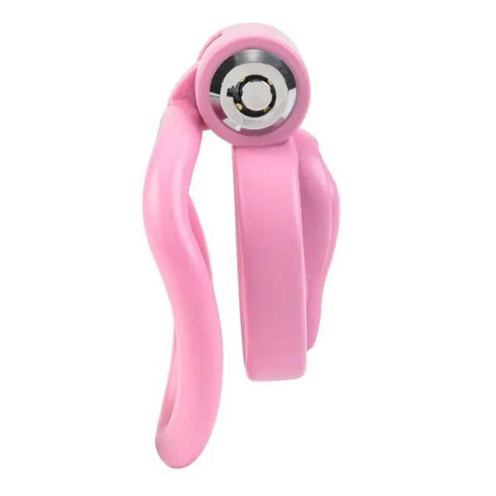 Pink handheld cherry pitter kitchen tool