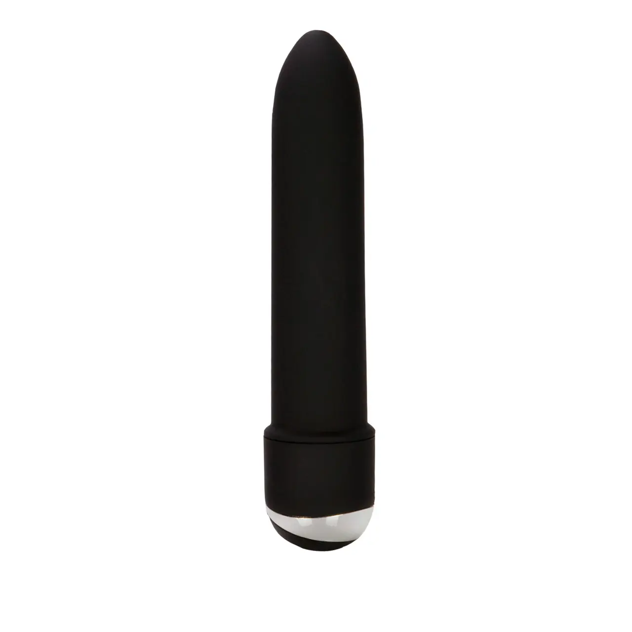 Black personal massager, sleek design, isolated on white.