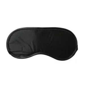 Black satin sleep mask for night use.