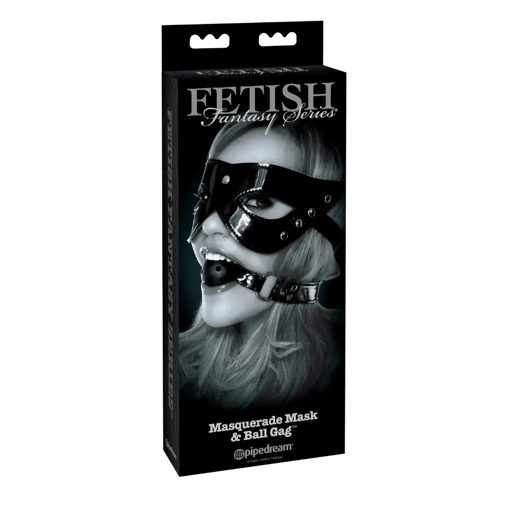 Fetish series masquerade mask and ball gag packaging