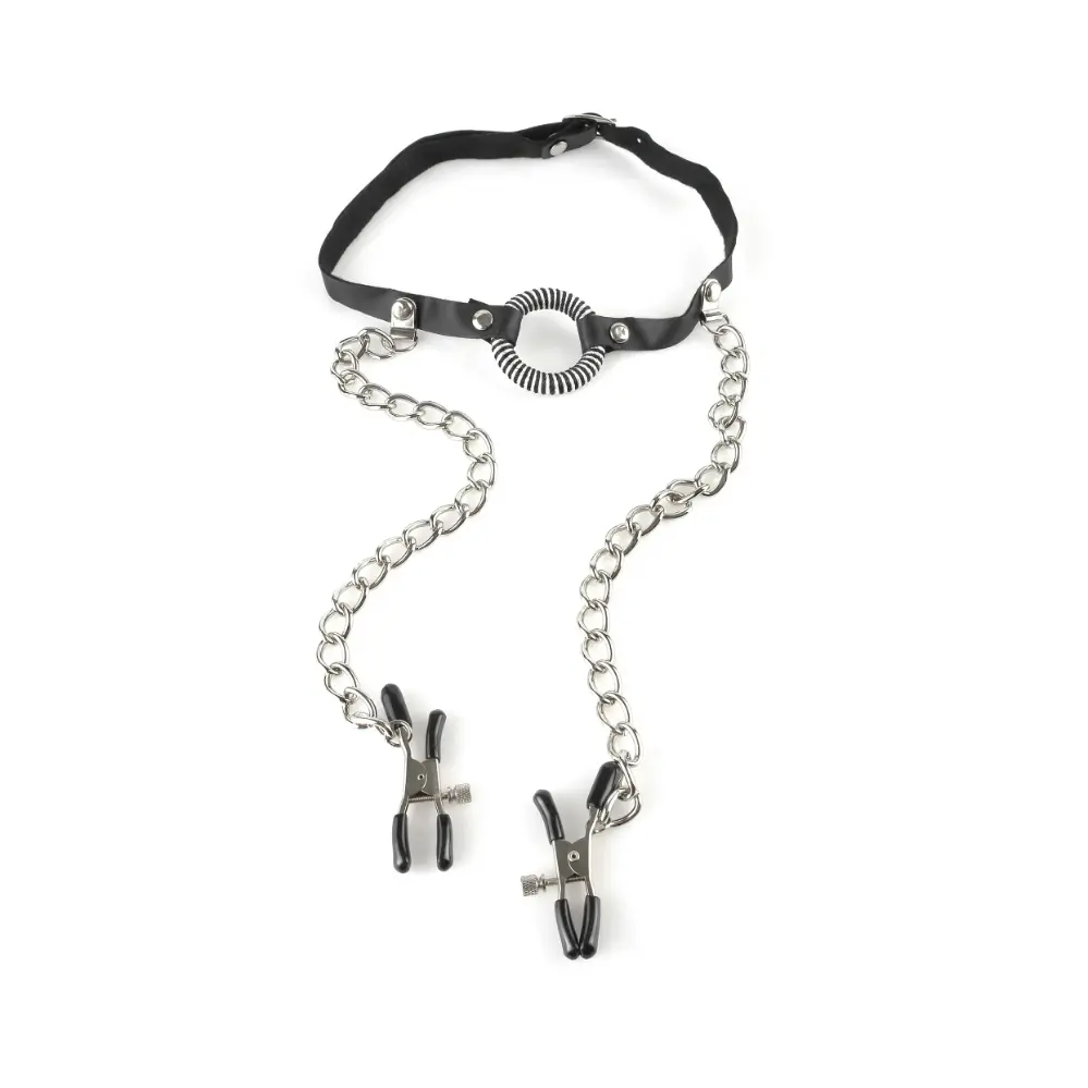 ring gag with nipple clamps
