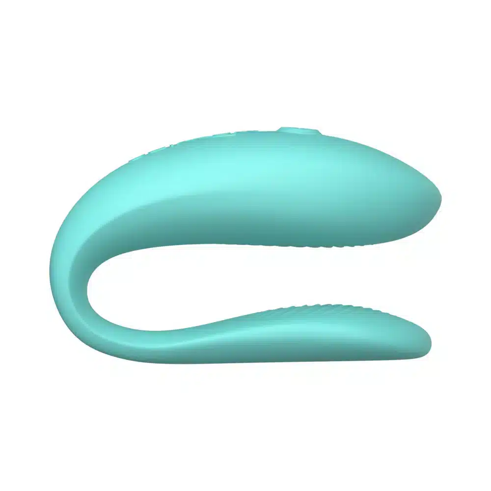 Teal ergonomic C-shaped personal massager.