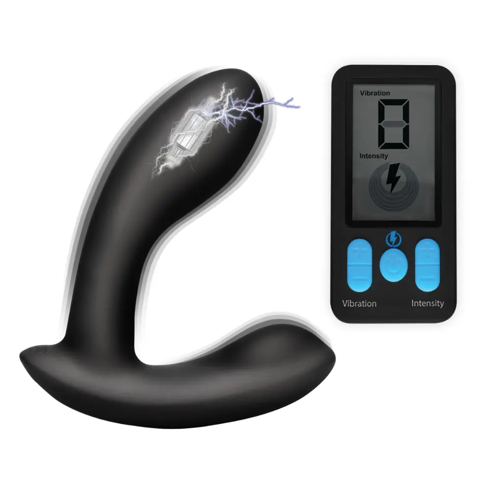 Black prostate massager with remote control