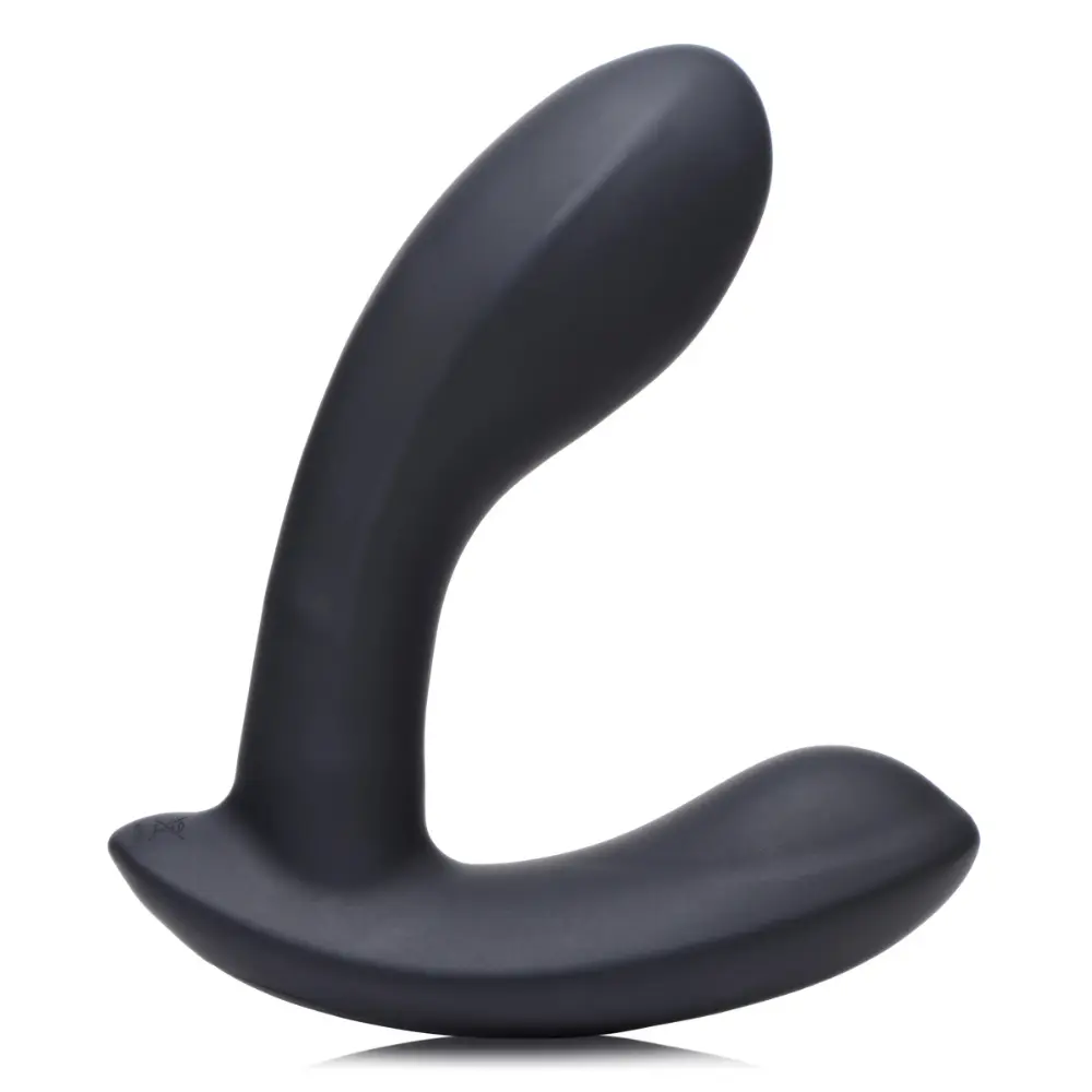 Black silicone prostate massager with curved design