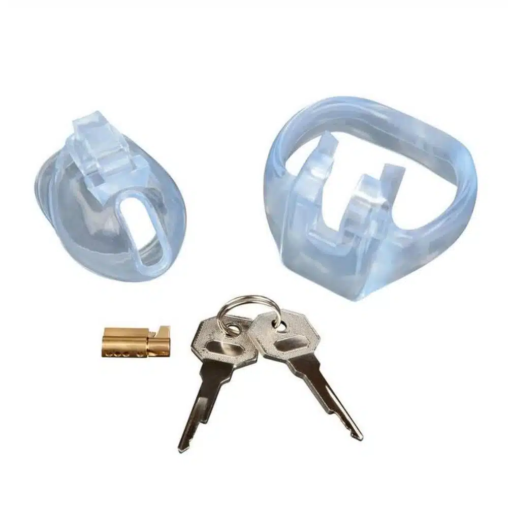 Blue Line Small D Acrylic Mini Chastity Cage - Clear