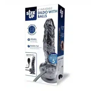 Size Up Ripple Inflatable Dildo with Balls 6" - Black