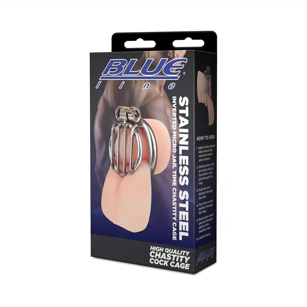 Blue Line Inverted Micro Jail Time Chastity Cage