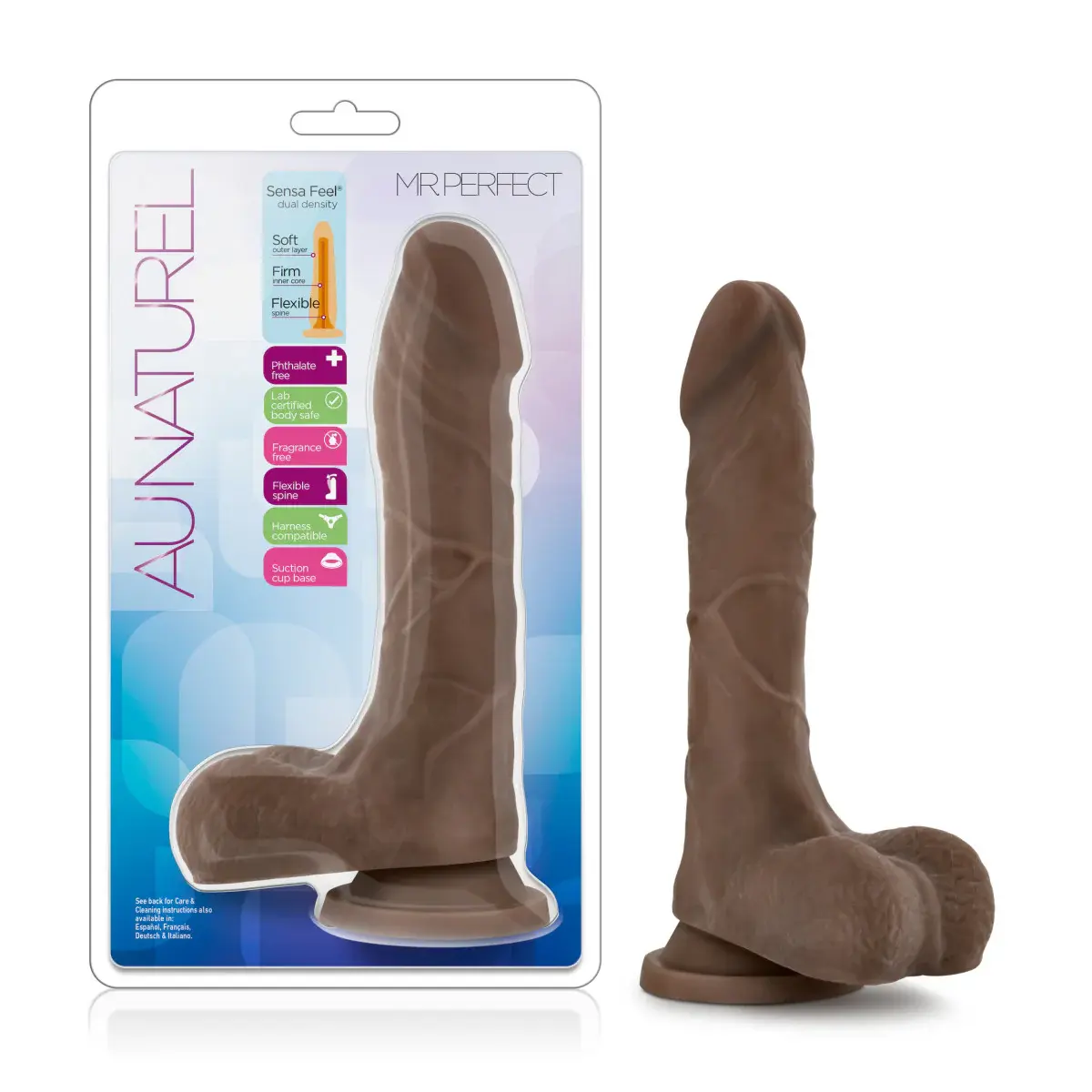 Au Naturel Mister Perfect Dildo 8.5in - Chocolate