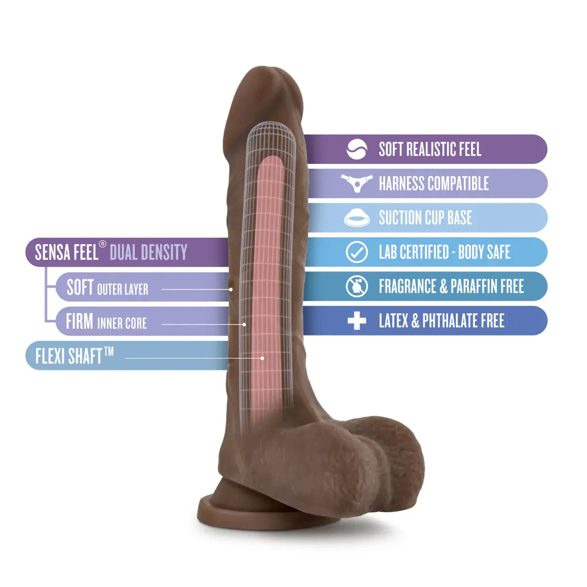 Au Naturel Mister Perfect Dildo 8.5in - Chocolate