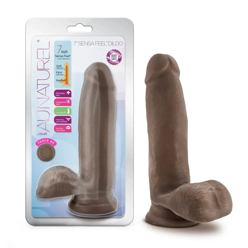 Au Naturel Sensa Feel Dildo 7in - Chocolate
