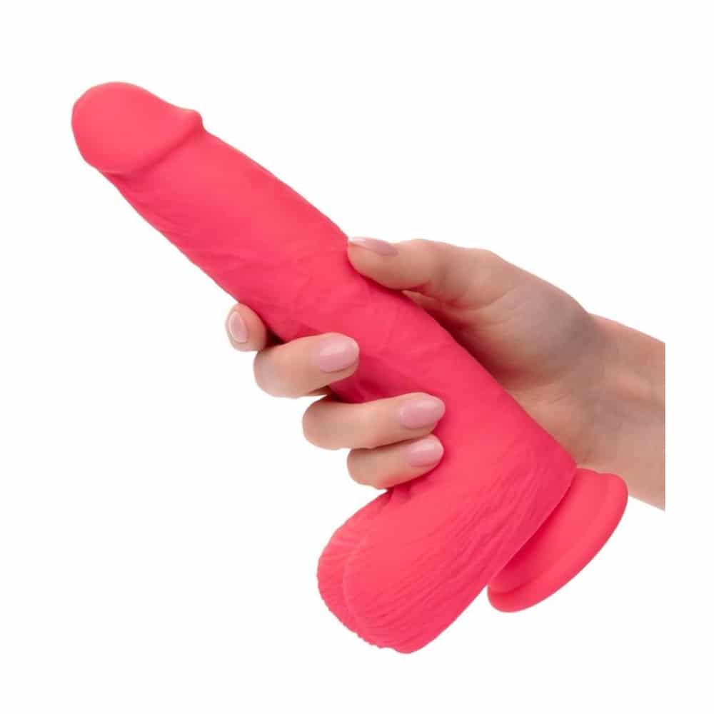 Silicone Studs Rumbling & Thrusting Dildo 7in – Pink