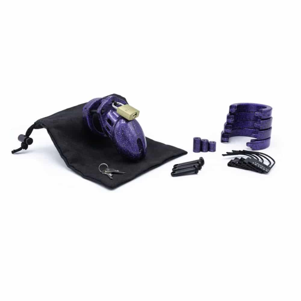 CB-X CB-6000S Glitter Chastity Cage Kit - Purple Glitter