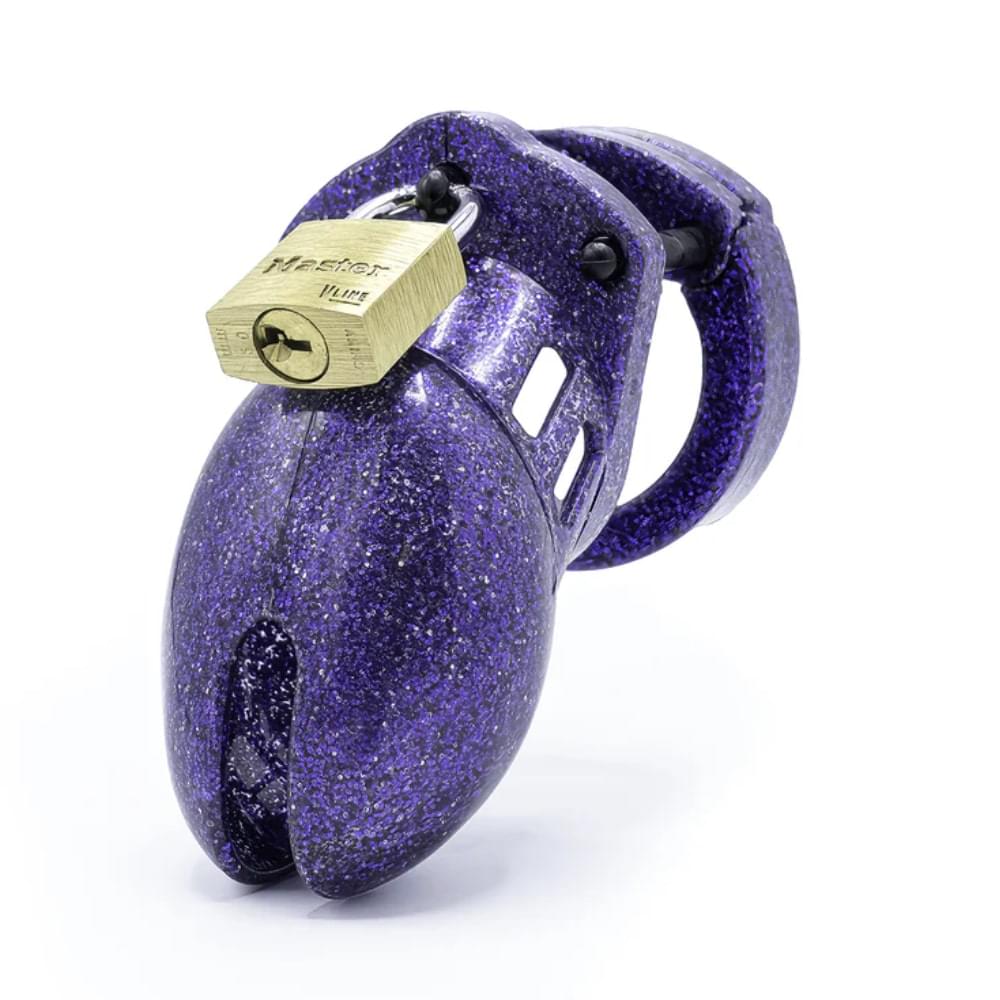 CB-X CB-6000S Glitter Chastity Cage Kit - Purple Glitter